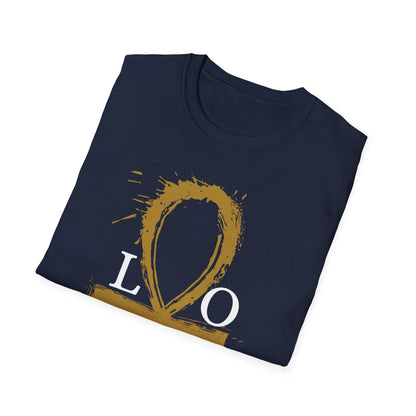 Ankh Love T-Shirt — Gold Brushstroke Ankh "LOVE" Tee
